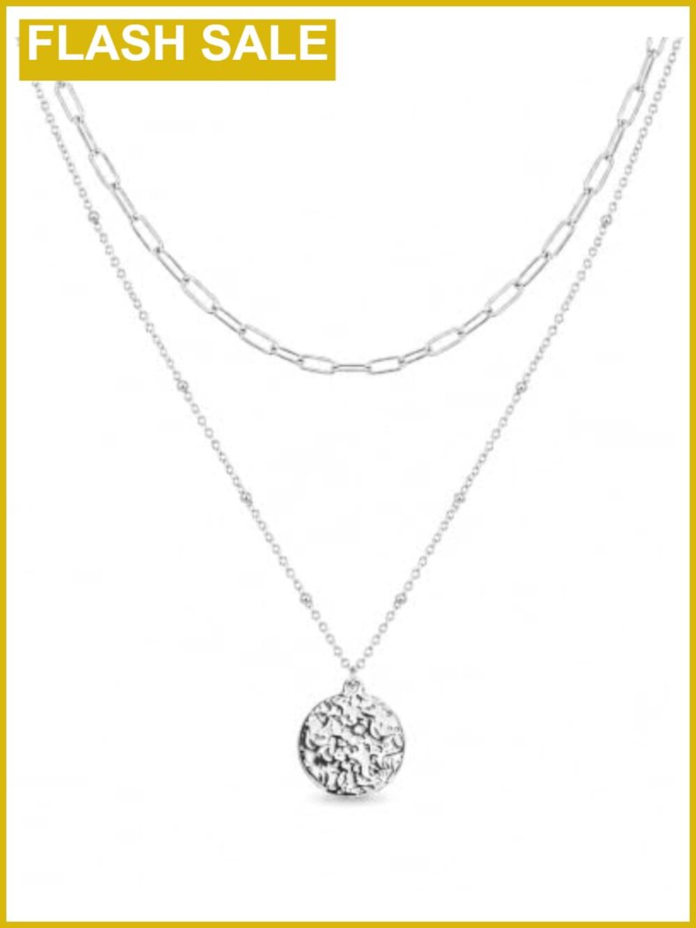 2 Piece Stainless Steel Paperclip Necklace Set 18K Gold Plated Layered